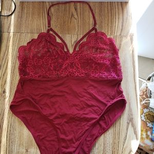 NWOT Red Lace Bodysuit Halter